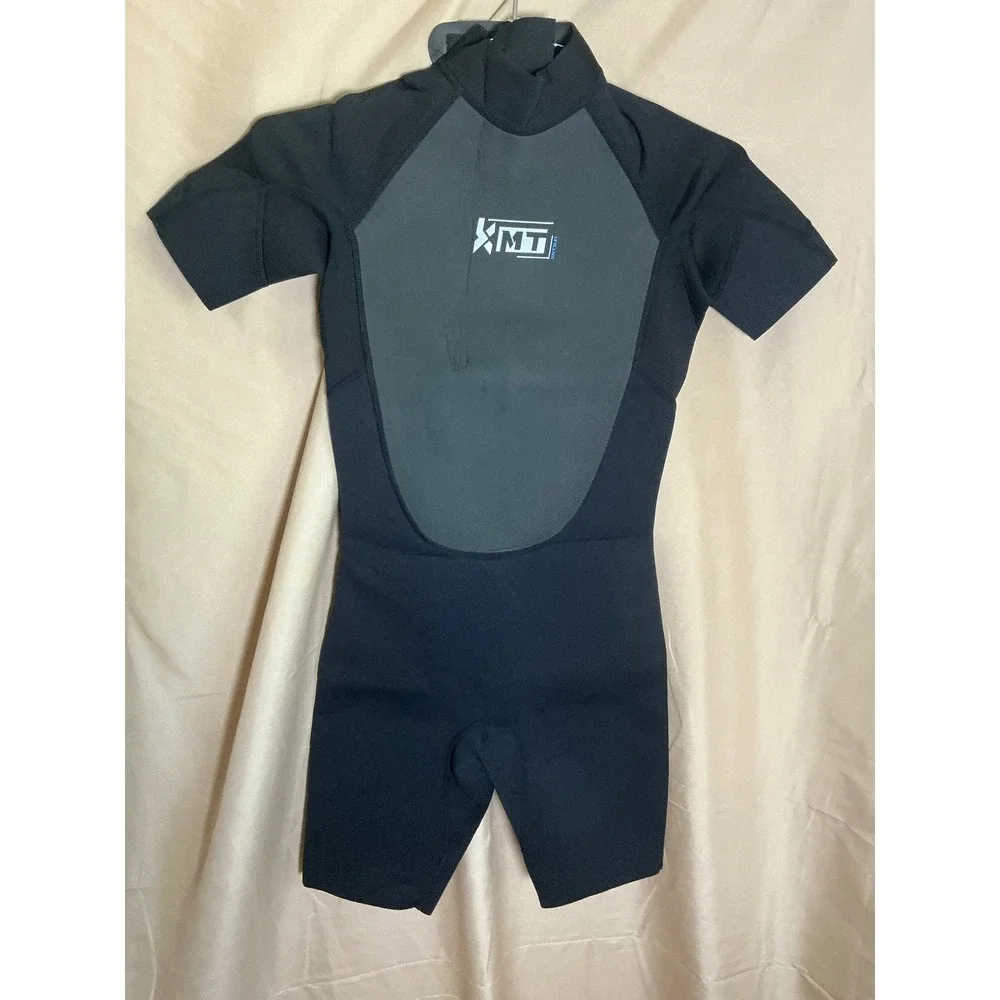 KMT Wetsuit Shorty Mens Medium Tall Black Excellent 2mm Back Zip High-Elasticity